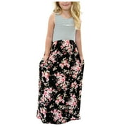 Sleepyheads Pajamas for Family Mommy And Me Sleeveless Flower Print Maxi Dresses Family Summer Matching Set