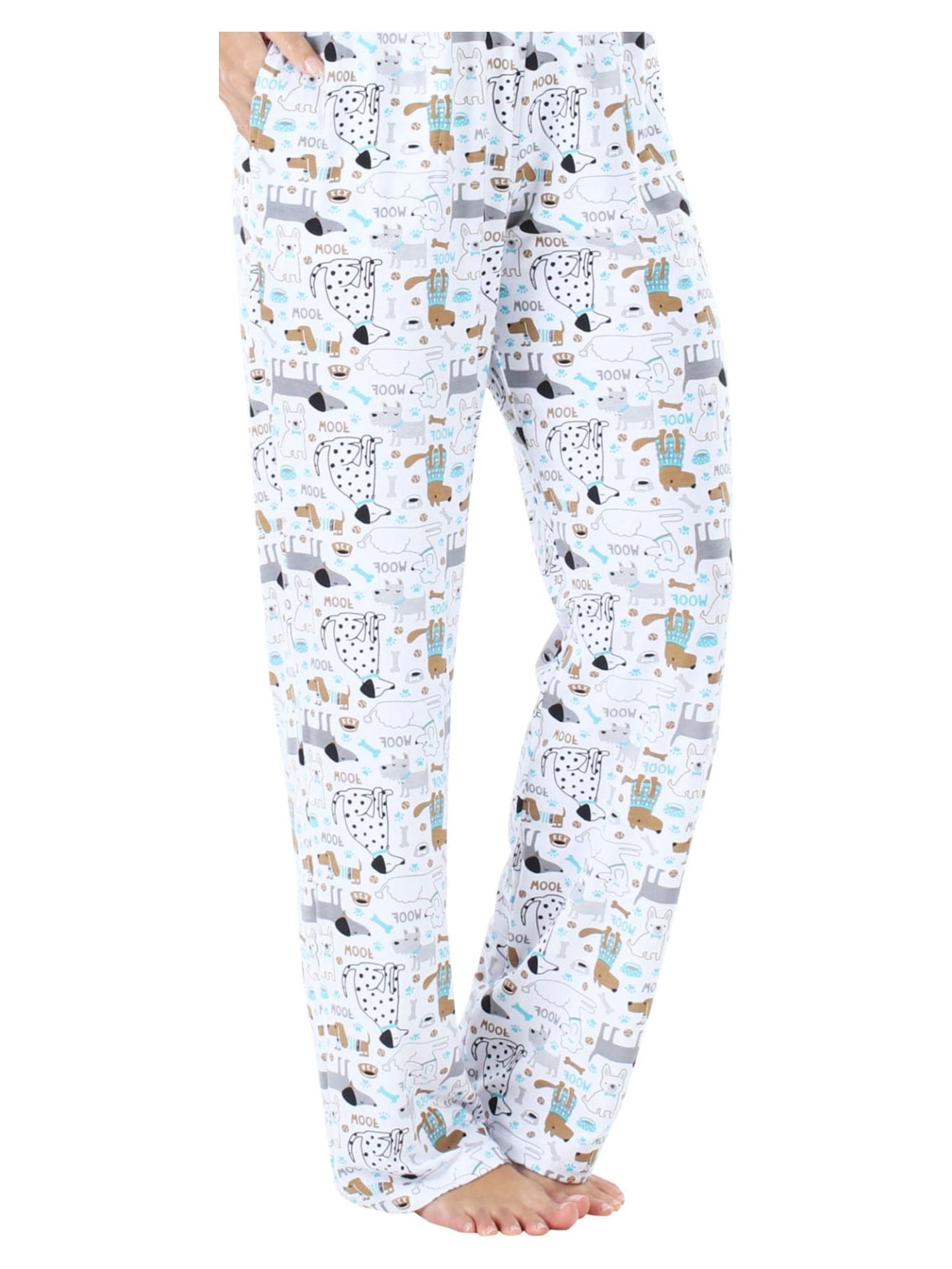 Sleepyheads Women's Jersey Lightweight Capri Pajama Pants with Pockets -  White Dogs / S
