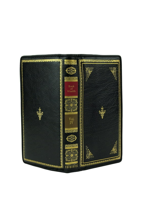 Womens Book of Wealth Zip Around Wallet - Vegan Leather Vintage Look