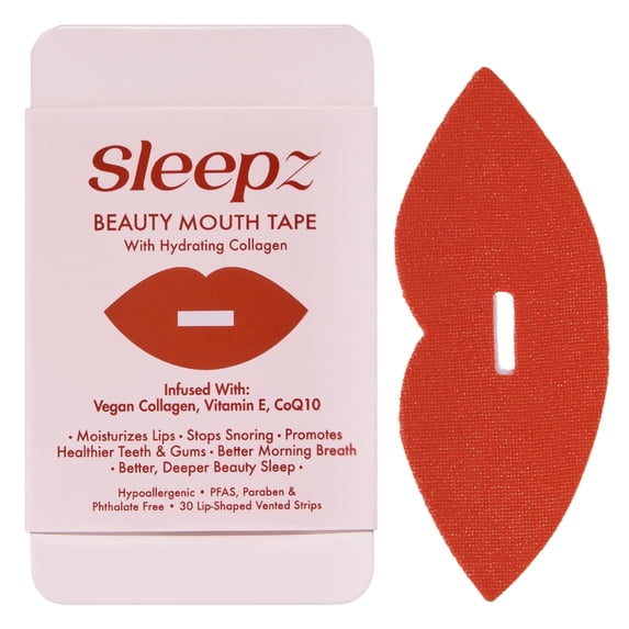 Sleepz Beauty Mouth Tape With Hydrating Collagen, 30 Count, Red
