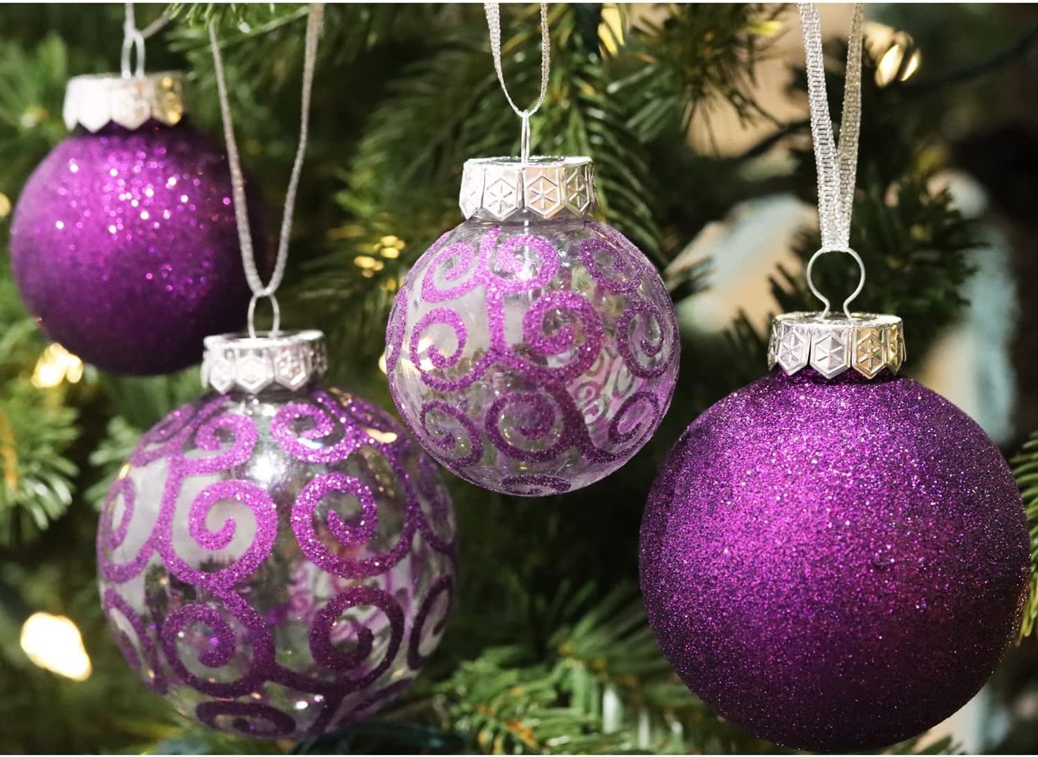 Sleetly 16pk Purple Christmas Ball Ornaments Set for Tree Decorations
