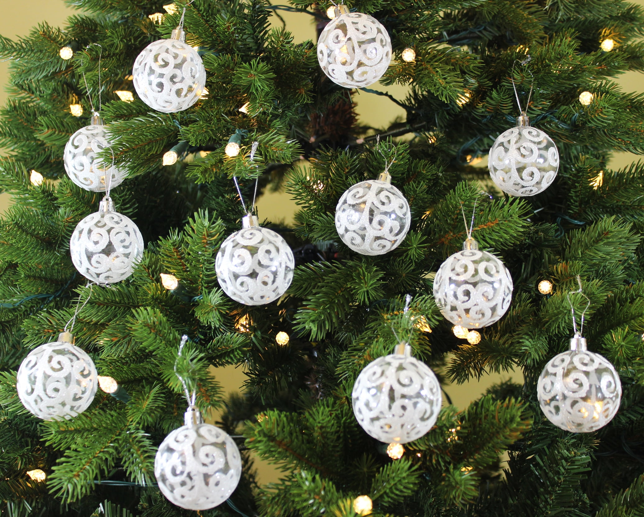 Sleetly 18pk White Christmas Tree Ornaments 2023 Shatterproof 2.36