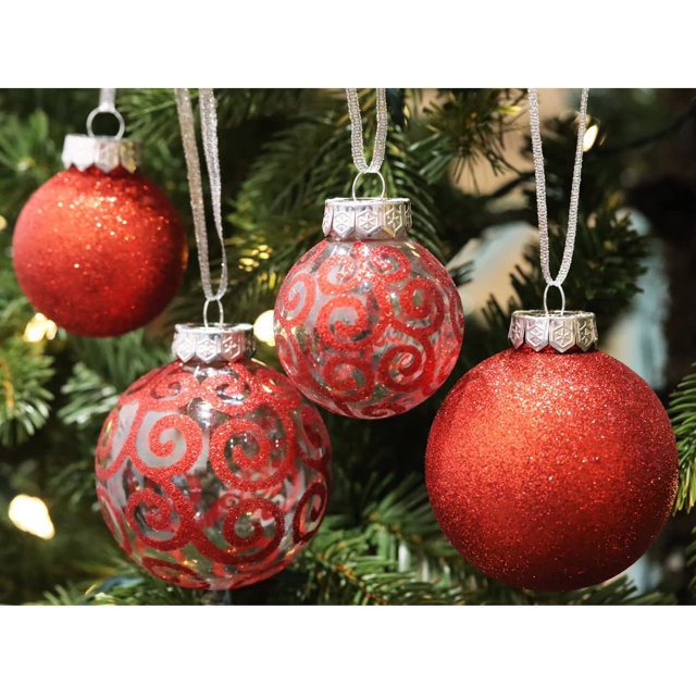 Sleetly Red Christmas Ball Ornaments for Tree Decorations