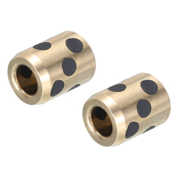 Sleeve Bearings 5mm/0.2" Bore,9mm/0.35" OD,12mm/0.47" Height,Wrapped Oilless Bushings Brass Graphite,Pack of 2