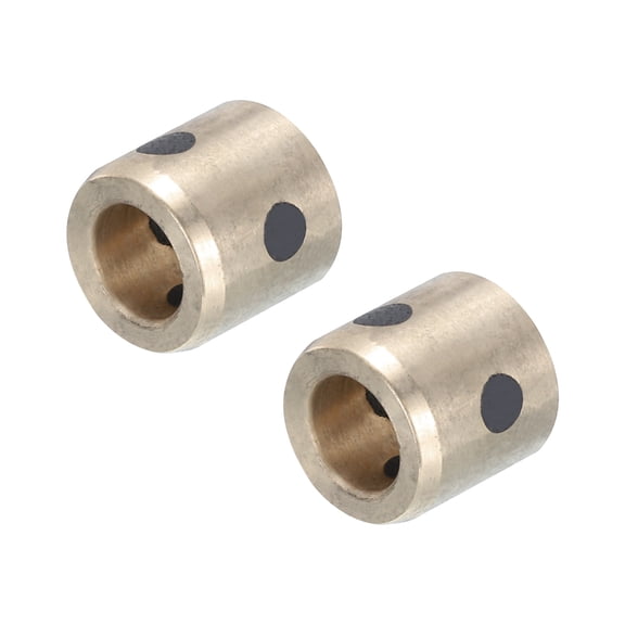 Sleeve Bearings 6mm/0.24" Bore,10mm/0.39" OD,10mm/0.39" Height,Wrapped Oilless Bushings Brass Graphite,Pack of 2