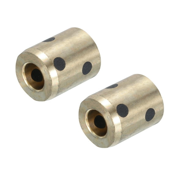 Sleeve Bearings 6mm/0.24" Bore,12mm/0.47" OD,12mm/0.47" Height,Wrapped Oilless Bushings Brass Graphite,Pack of 2