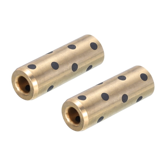 Sleeve Bearings 6mm/0.24" Bore,12mm/0.47" OD,30mm/1.18" Height,Wrapped Oilless Bushings Brass Graphite,Pack of 2
