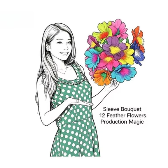 Sleeve Bouquet 12 Feather Flowers Production Flower Appear From Empty Hands Professional Magician Illusion Stage Magic Tricks
