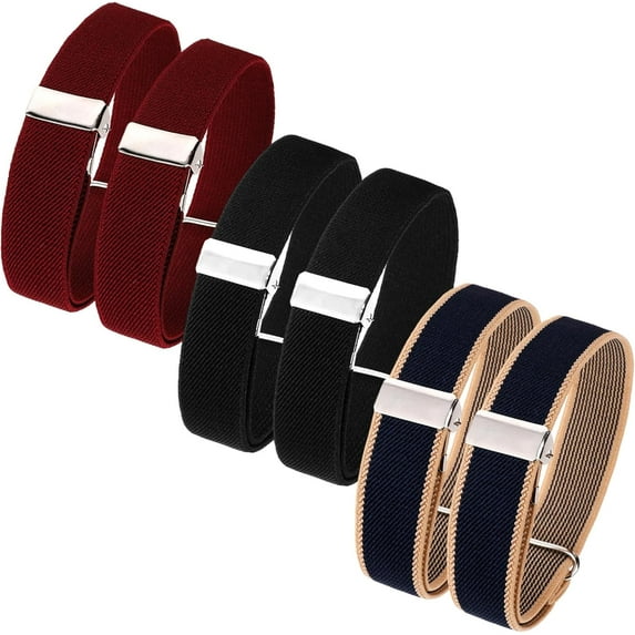 Sleeve Garters 6Pcs (3Pairs) Unisex Elastic Armband Anti-Slip Sleeve Holders Adjustable Arm Shirt Garters (6 Colors)