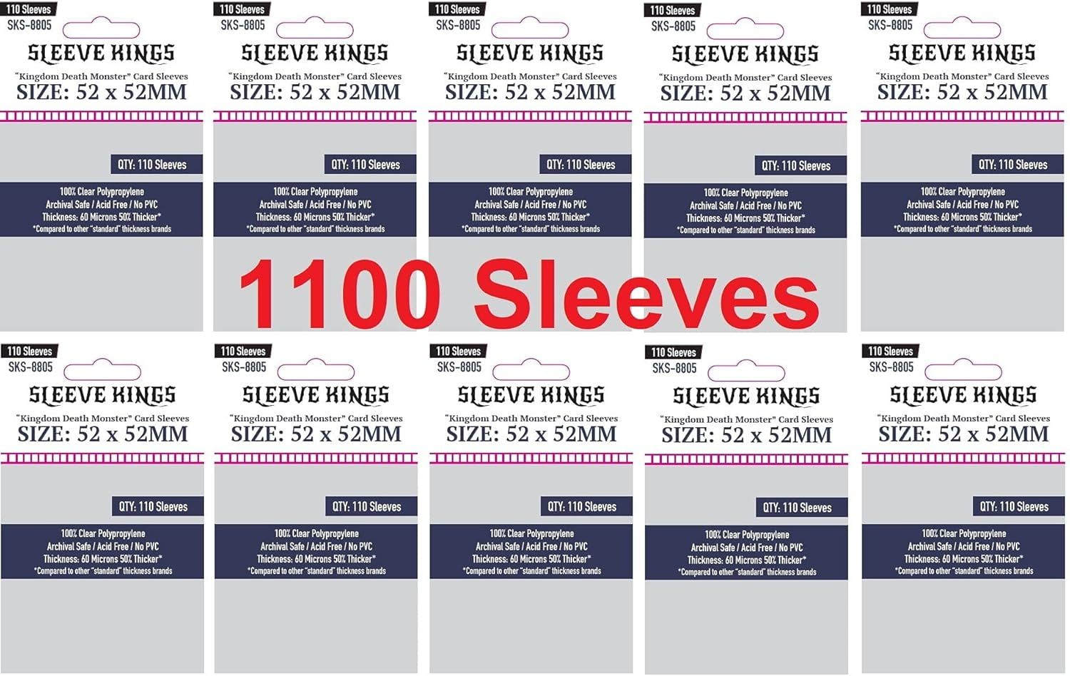 Sleeve Kings 7XL Card Sleeves - 440 Sleeves Total (4 Packs Of 110), Size 130 X 195 Mm