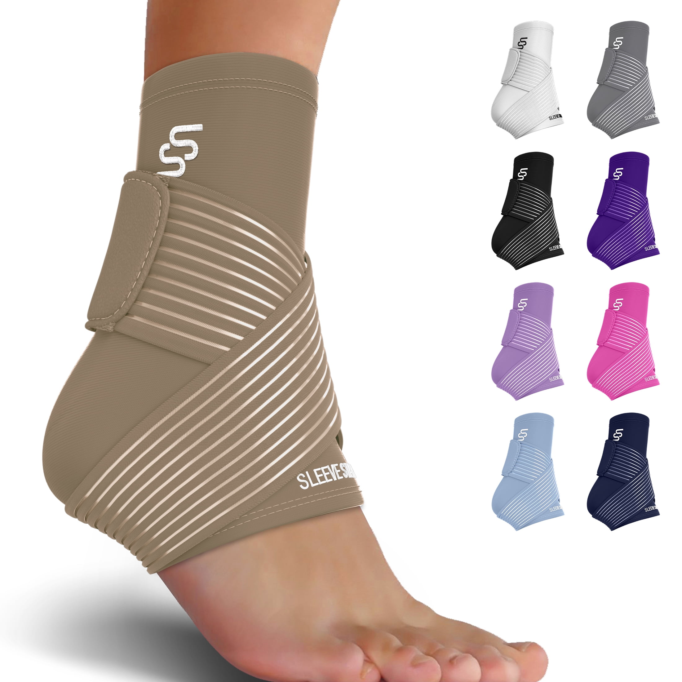 Sleeve Stars Ankle Brace for Sprained Ankle, Ankle Support for Women & Men, Single, Beige