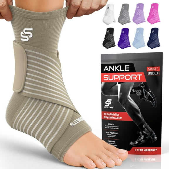 Sleeve Stars Ankle Brace for Sprained Ankle, Ankle Support for Women & Men, Single, Beige