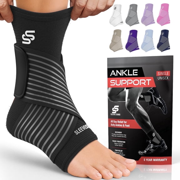 Sleeve Stars Ankle Brace for Sprained Ankle, Ankle Support for Women & Men, Single, Black