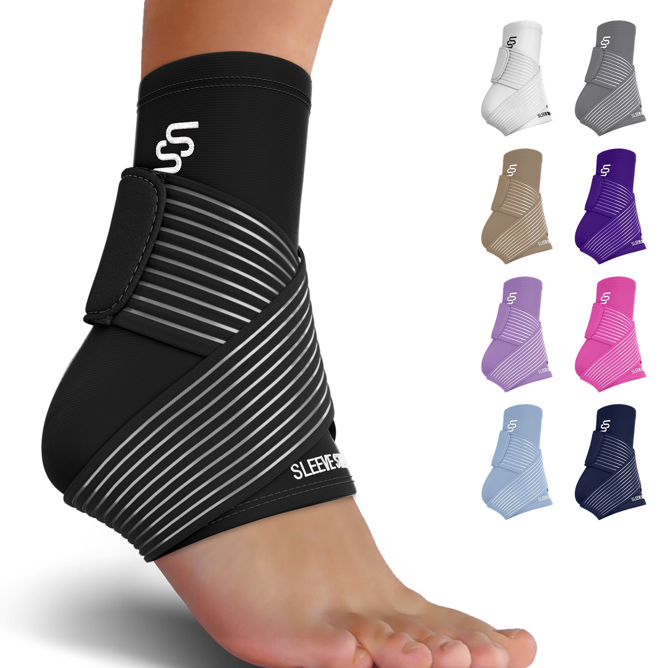 Sleeve Stars Ankle Brace for Sprained Ankle, Ankle Support for Women & Men, Single, Black