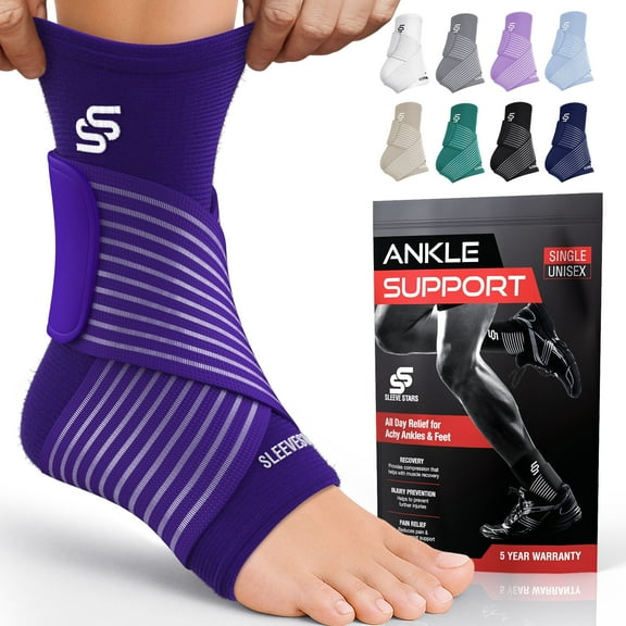 Sleeve Stars Ankle Brace for Sprained Ankle, Ankle Support for Women & Men, Single, Dark Purple