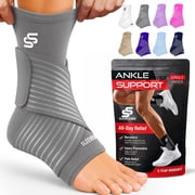 Sleeve Stars Ankle Brace for Men & Women, Compression Support, Single, Gray, Medium