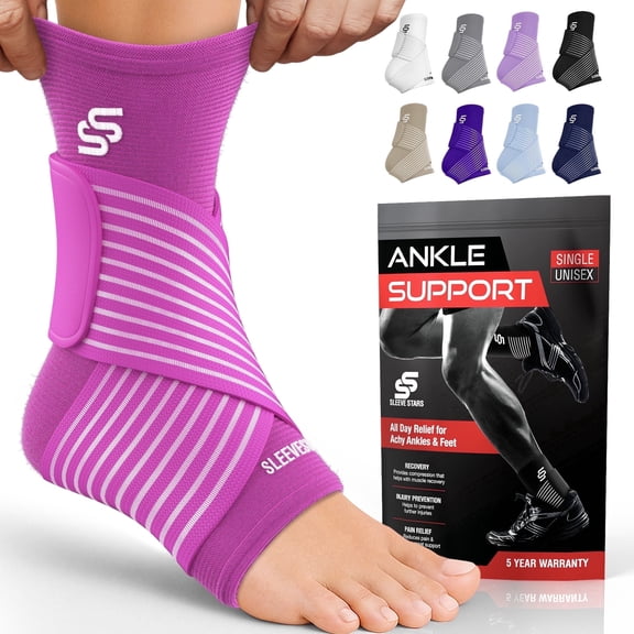 Sleeve Stars Ankle Brace for Sprained Ankle, Ankle Support for Women & Men, Single, Hot Pink