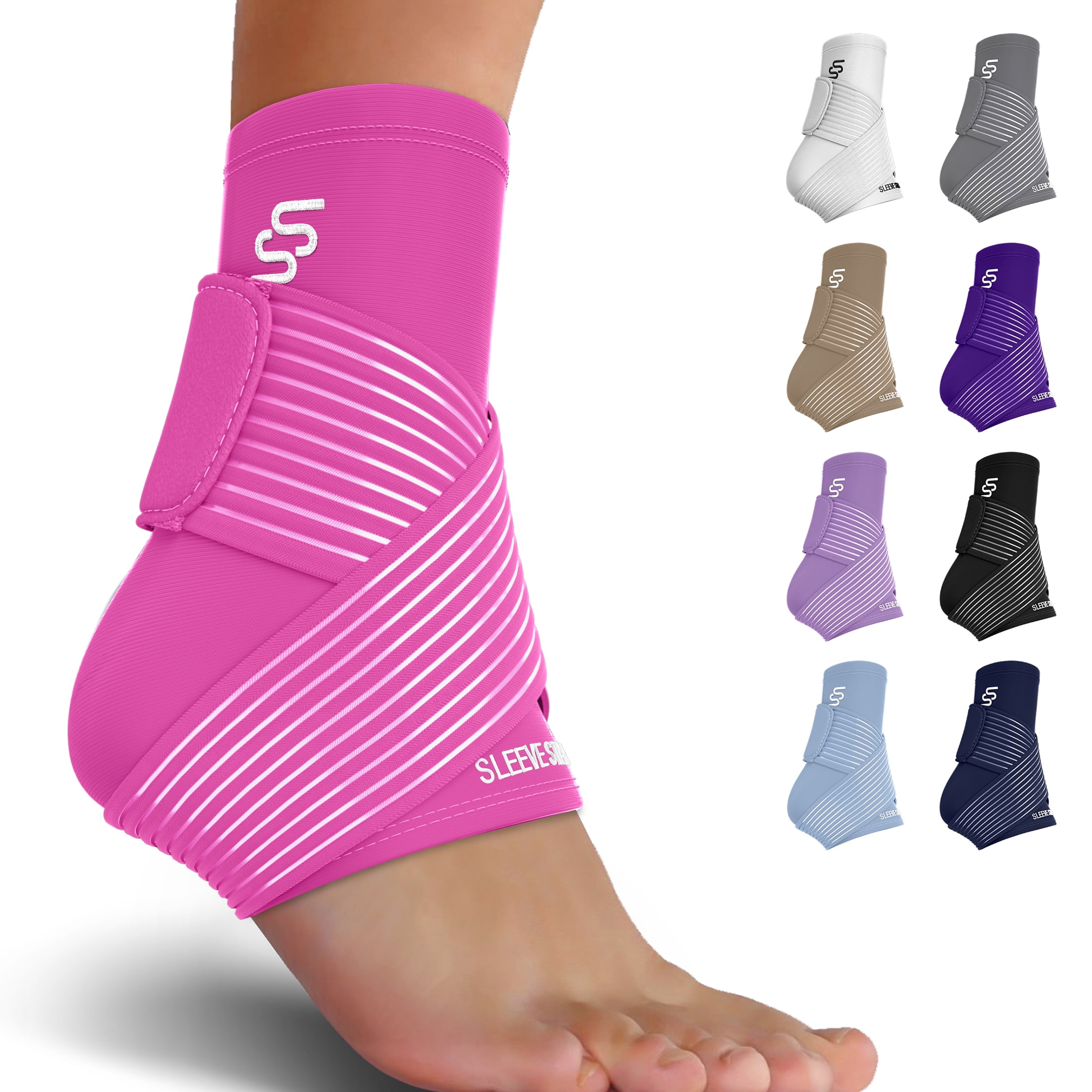 Sleeve Stars Ankle Brace for Sprained Ankle, Ankle Support for Women & Men, Single, Hot Pink