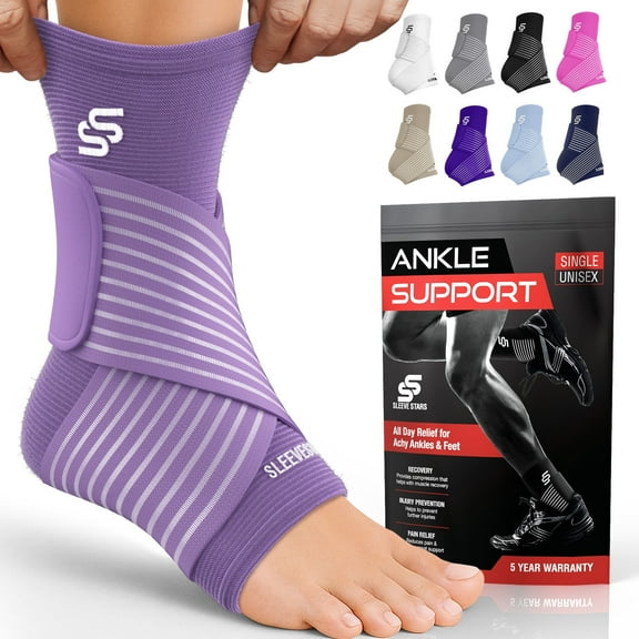Sleeve Stars Ankle Brace for Sprained Ankle, Ankle Support for Women & Men, Single, Light Purple