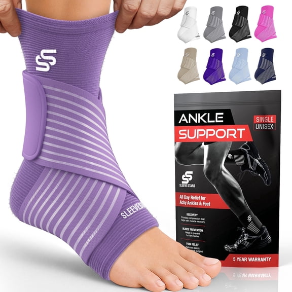 Sleeve Stars Ankle Brace for Sprained Ankle, Ankle Support for Women & Men, Single, Light Purple
