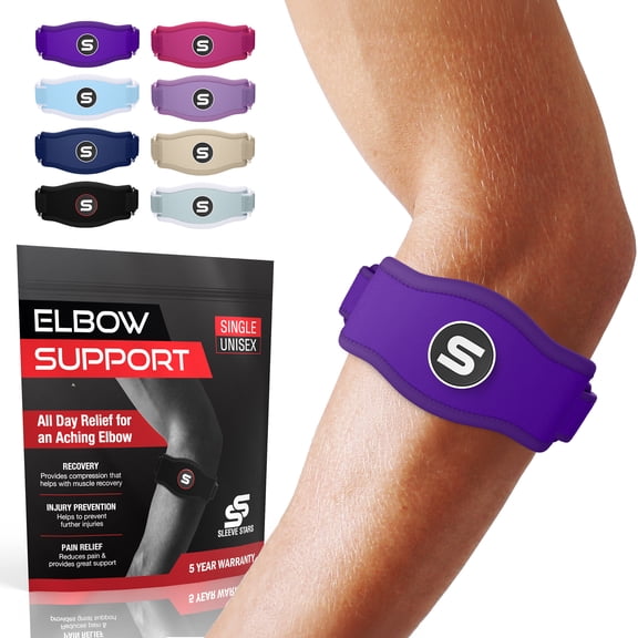 Sleeve Stars Elbow Brace for Men & Women, Counterforce Brace for Tendonitis, Single, Dark Purple