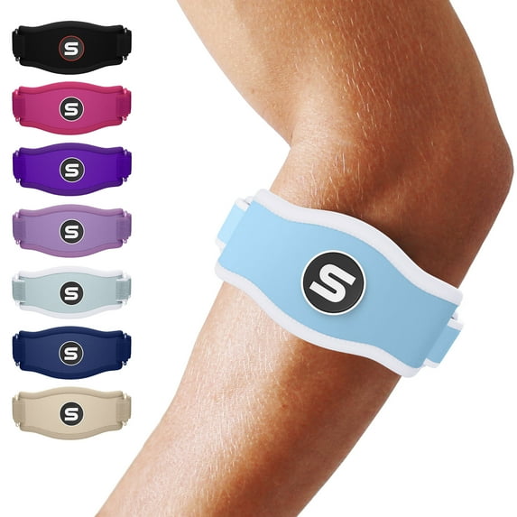Sleeve Stars Tennis Elbow Brace for Men & Women, Relief for Tendonitis, Single, Light Blue