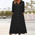 thumbnail image 1 of Sleeve Winter Dresses New Women's Summer Solid Color Quarter Sleeve Temperament V-Neck Pullover Tops Style B-17 Black XL, 1 of 7