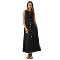 thumbnail image 1 of Sleeveless A-Form Maxi Dress with Button Detail, 1 of 5