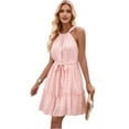 thumbnail image 1 of Sleeveless Backless Ruffle Dress Pink L, 1 of 9