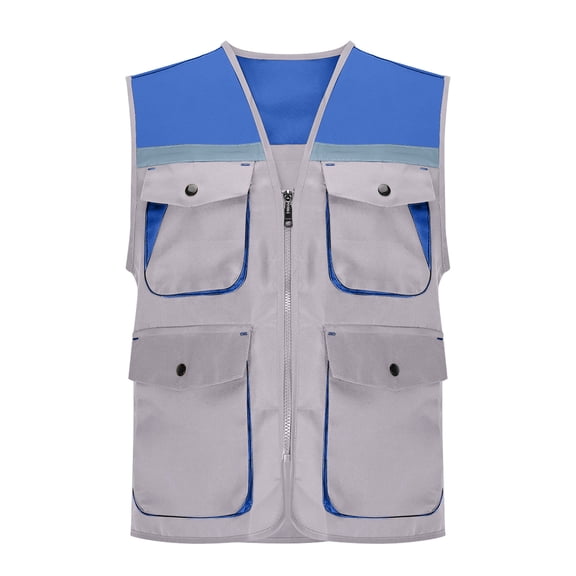 Sleeveless Basic Tight T Shirts Womens Work Vests with Reflective Strip with Multi-pockets Zipper Front High-Visibility Waistcoat for Construction and Outdoor Use 3XL