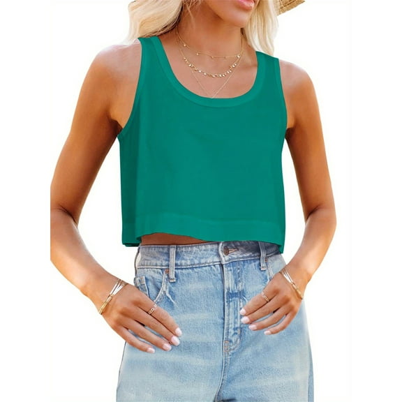 Sleeveless Basic Womens Crop Tops Casual Loose Tank Top Cropped Athletic Yoga Shirt