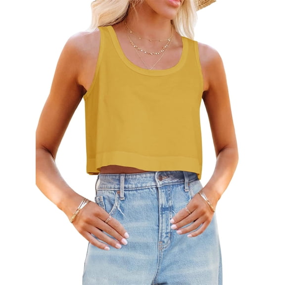 Sleeveless Basic Womens Crop Tops Casual Loose Tank Top Cropped Athletic Yoga Shirt