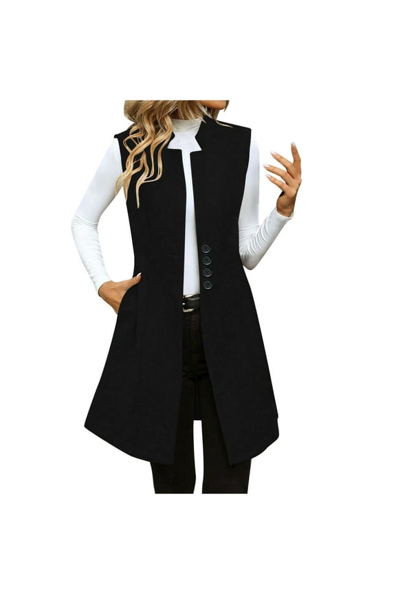 Sleeveless Blazer Vest Women - Open Front Notch V Neck Office Work Dressy Cardigan Outerwear Fall Jacket Minimalist Quiet Luxury