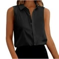 thumbnail image 1 of Sleeveless Blouses For Women Tank Tops Turndown Collar Shirt Loose Button Down V Neck Business Casual Classic Blouses Top, 1 of 8