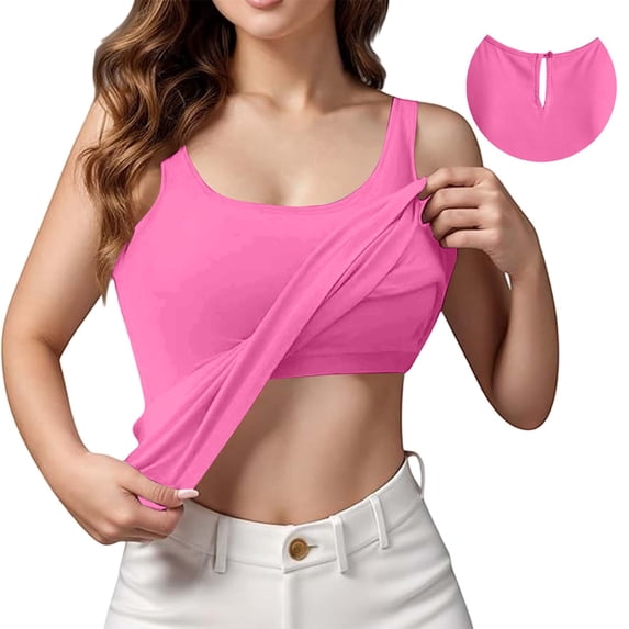 Sleeveless Blouses for Women Racerback Sleeveless, Built-In Bra, Workout Yoga Undergarment Spaghetti Strap Tank Top XXXL