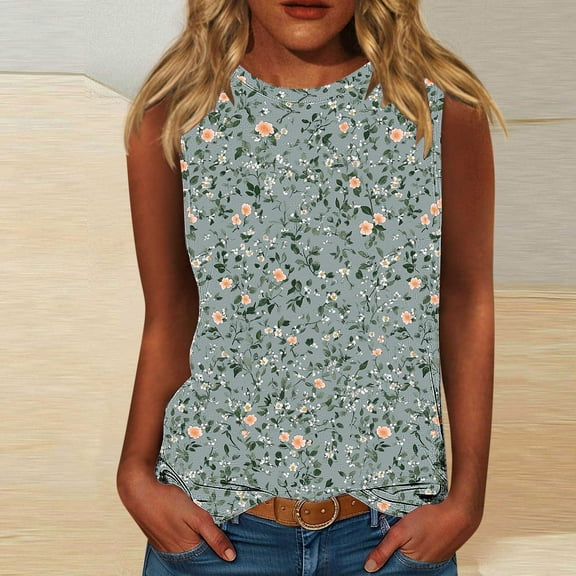 Sleeveless Blouses for Women Work Womens Tops Summer Trendy T Shirts for Women Loose Fit Graphic Cotton Oversized Tee Shirts