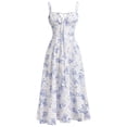 thumbnail image 1 of Sleeveless Boho Dress Women's Casual Loose Fit Summer Floral Print Sundress for Beach Vacation Wear,Blue S, 1 of 4