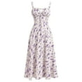 thumbnail image 1 of Sleeveless Boho Dress Women's Casual Loose Fit Summer Floral Print Sundress for Beach Vacation Wear,Purple XL, 1 of 3