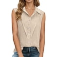 thumbnail image 1 of Sleeveless Button Down Shirts for Women Elegant Sleeveless Shirt For With Classic Collar And Button Design For Everyday Wear, 1 of 7