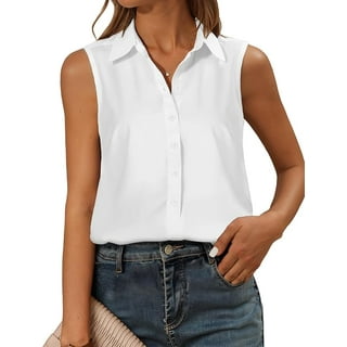 トップス MELT THE LADY collared tops White Sleeveless Collar Top