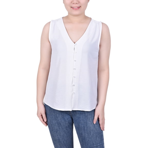 Sleeveless Button Front Blouse