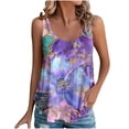 thumbnail image 1 of Sleeveless Cami Tops For Womens Spaghetti Straps Sexy Pleated Tank Tops Women Petal Print T-Shirt Casual Comfy T-ShirtsWomens Crew Neck Top, 1 of 5