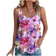 thumbnail image 1 of Sleeveless Cami Tops For Womens Spaghetti Straps Sexy Pleated Tank Tops Women Petal Print T-Shirt Casual Comfy T-ShirtsWomens Crew Neck Top, 1 of 5