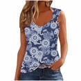thumbnail image 1 of Sleeveless Camisole Tank Top For Women Animal Print Summer Blouses Casual V Neck Ring Straps Summer Plus Size Modern Fit Cute Tank Top For Women b-Navy S, 1 of 4