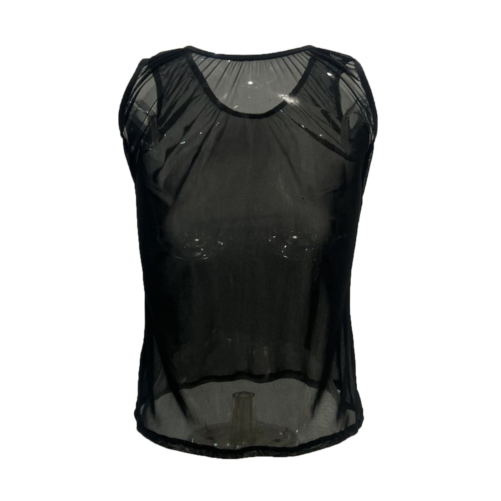 Sleeveless Casual Tops See Through Women's Mesh Crop Sheer Shirt Short ...
