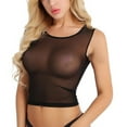 thumbnail image 1 of Sleeveless Casual Tops See Through Women's Mesh Crop Sheer Shirt Short T Intimates  Sleepwear Sequin Tops for Women Overnight Petite  for Women Push up, 1 of 6