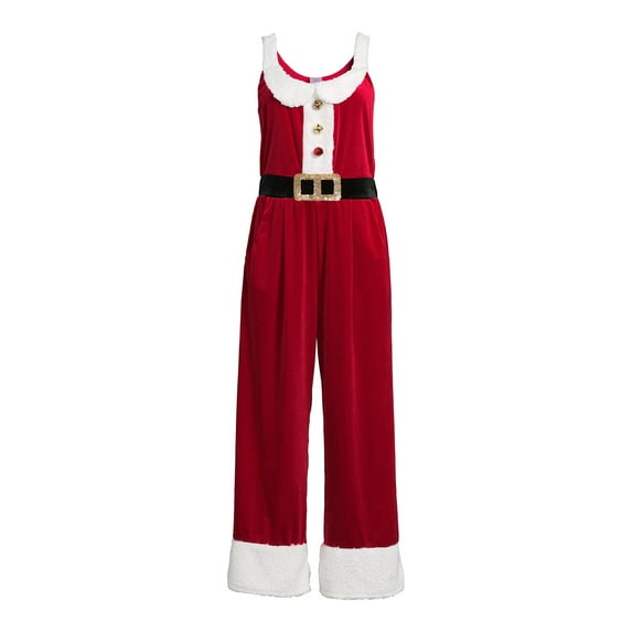 Sleeveless Christmas Jumpsuit for Women Cute Santa Overalls Xmas Holiday Romper One Piece Outfits