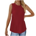 thumbnail image 1 of Sleeveless Crewneck Tank Tops Women's Solid Color Summer Casual Plain Tees Wine,XL, 1 of 6