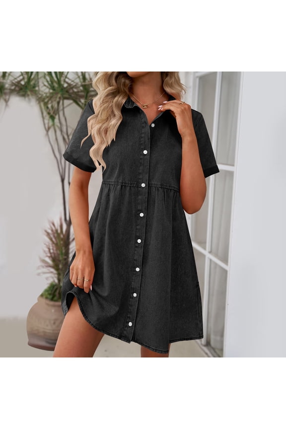 Sleeveless Denim Dress for Women, Casual Chambray Shift Dress with Pockets, Loose Fit Summer Beach Dress