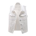 thumbnail image 1 of Sleeveless Denim Vest Jean Jacket Coat Denim Cardigan For Women Workout Shirts Lightweight Vests For Women,White,2XL, 1 of 9